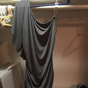 One shoulder gray dress shirt